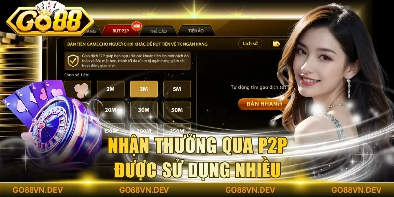 Nhận thưởng qua P2P được sử dụng nhiều